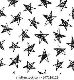 Vector illustration of hand drawn doodle seamless pattern with stars.