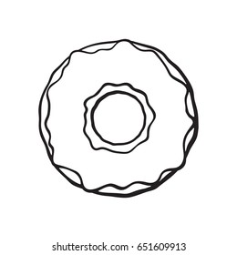 Vector illustration. Hand drawn doodle of donut with glaze. Cartoon sketch.  Decoration for menus, signboards, showcases, greeting cards, wallpapers