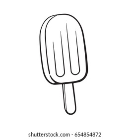 Vector illustration. Hand drawn doodle of fruit popsicle ice lolly. Cartoon sketch.  Decoration for menus, signboards, showcases, greeting cards, posters, wallpapers