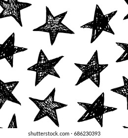 Vector illustration of hand drawn doodle seamless pattern with stars.