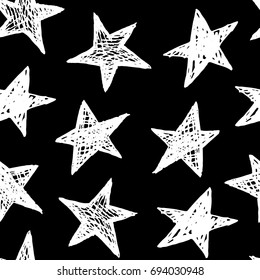 Vector illustration of hand drawn doodle seamless pattern with stars.