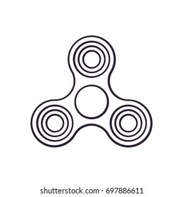 Vector illustration. Hand drawn doodle of fidget spinner. Hand toy for increased focus, stress relief. Popular gadget. Cartoon sketch. Isolated on white background  