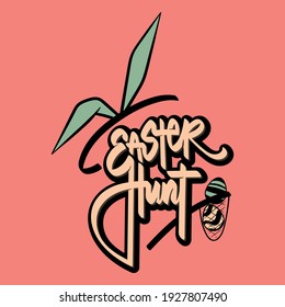 Vector Illustration of Hand Drawn Easter Hunt Lettering. Good for Greeting Card, Cover, Poster, T Shirt, Sticker, and others.