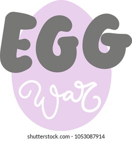 Vector illustration. Hand drawn elegant modern brush lettering of Happy Easter isolated on white background. Brush lettering. Egg war. Pastel colours. Bold letters