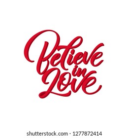 Vector illustration. Hand drawn elegant modern brush lettering of Happy Valentines Day on hearts background. - Vector