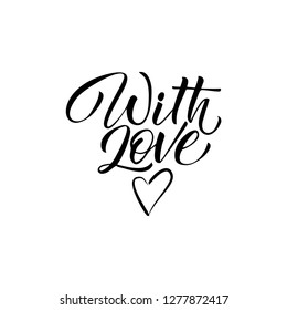 Vector illustration. Hand drawn elegant modern brush lettering of Happy Valentines Day on hearts background. - Vector