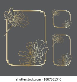 Vector Illustration of Hand Drawn Elegant Flowers Frame Border Background Template for Wedding, Greeting, Menu, Card, and others. Design Set for Paper Size, Portrait Banner, and Square Size.