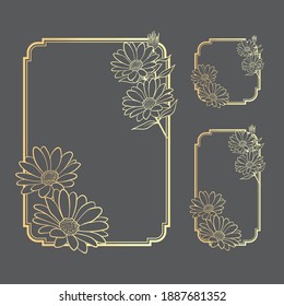 Vektorgrafik handgezeichneter, eleganter Blumenrahmen-Hintergrundvorlage für Hochzeit, Gruß, Menü, Karte und andere. Design Set für die Papiergröße, das Portrait-Banner und die Quadrat-Größe.