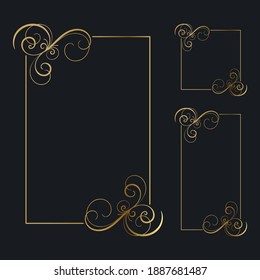 Vector Illustration of Hand Drawn Elegant Frame Border Ornament Background Template for Wedding, Greeting, Menu, Card, and others. Design Set for Paper Size, Portrait Banner, and Square Size.