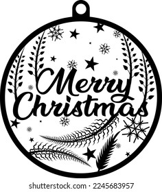 Vector illustration. Hand drawn elegant modern brush lettering of Merry Christmas isolated on white background. . Vector illustration