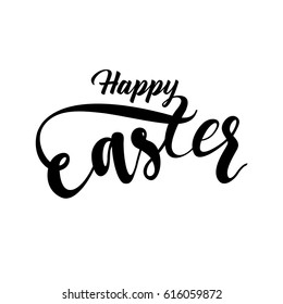 Vector illustration. Hand drawn elegant modern brush lettering of Happy Easter isolated on white background
