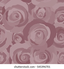 Vector illustration. Hand drawn elements. Seamless background pattern. Roses in pink colors.