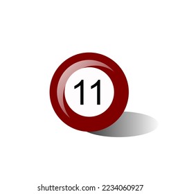 Vector illustration of a hand drawn eleven ball, icon on a transparent background.
Billiards ball, vector illustration of a red 11 ball icon. Billiards, Snooker, Indoor Club Games , Recreational Activ