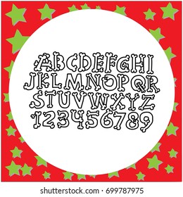 vector illustration hand drawn English bone font for Halloween isolated on white background