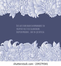Vector illustration  with hand drawn fantasy plants and flowers, pattern can be used for Corporate identity,  stylish  card, invitation 