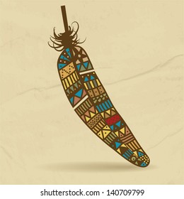 Vector illustration of hand drawn feather
