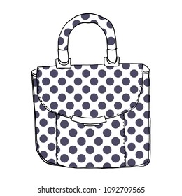 Vector illustration of hand drawn female bag with polka dot pattern