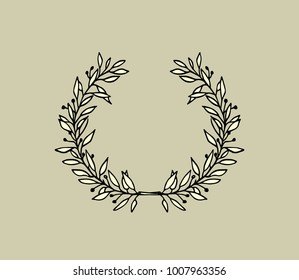 Vector illustration of hand drawn floral wreath. Beautiful floral design elements, perfect for wedding announcements and invitations