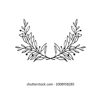 Vector illustration of hand drawn floral wreath. Beautiful floral design elements, perfect for wedding announcements and invitations