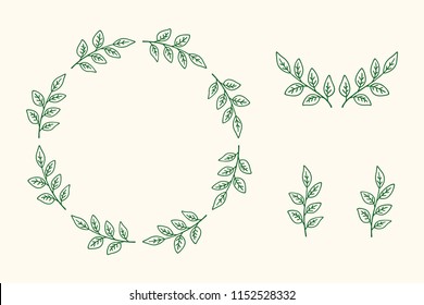 Vector illustration of hand drawn floral wreath