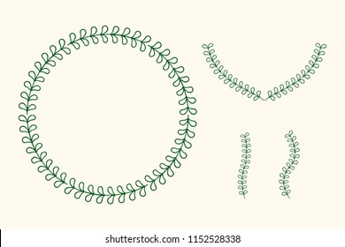Vector illustration of hand drawn floral wreath
