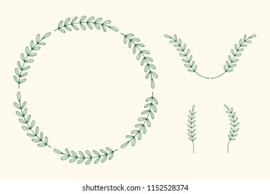 Vector illustration of hand drawn floral wreath