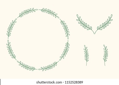 Vector illustration of hand drawn floral wreath