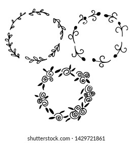 Vector illustration of hand drawn floral wreath
