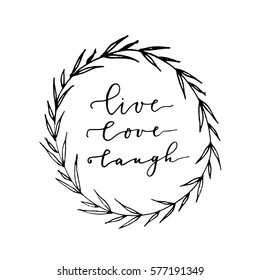 Vector illustration with hand drawn floral wreath on white background, can use for greeting, post cards, template