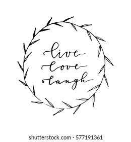 Vector illustration with hand drawn floral wreath on white background, can use for greeting, post cards, template