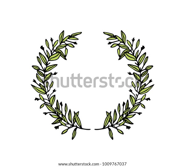 Vector Illustration Hand Drawn Floral Wreath Stock Vector (Royalty Free