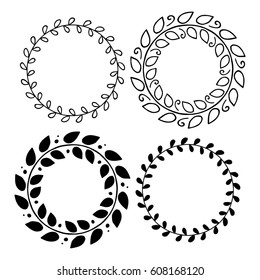 Vector illustration of hand drawn flourish wreaths