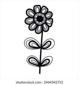 Vector illustration of hand drawn flower. Cute doodle nature element.