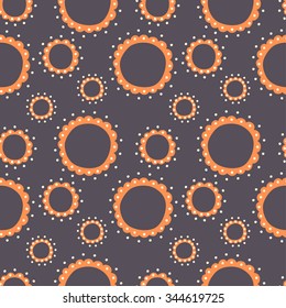 vector illustration of hand drawn flower pattern with orange petals on dark purple background