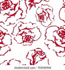 Vector illustration hand drawn flower rose pattern seamless background
