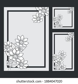 Vector Illustration of Hand Drawn Flowers Frame Border Background Template, Paper Size, Vertical Banner, and Social Media Post for Wedding, Greeting, Menu, Card, and others.