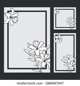 Vector Illustration of Hand Drawn Flowers Frame Border Background Template, Paper Size, Vertical Banner, and Social Media Post for Wedding, Greeting, Menu, Card, and others.