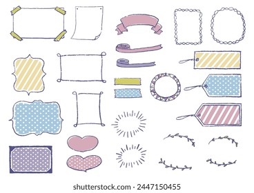 Vector illustration of Hand drawn frame set.