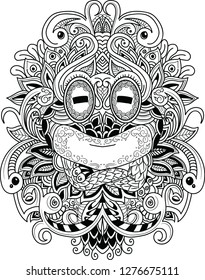 Vector illustration hand drawn of Frog isolated. Black and white ornamental doodle frog illustration with zen tangle decorative ornament