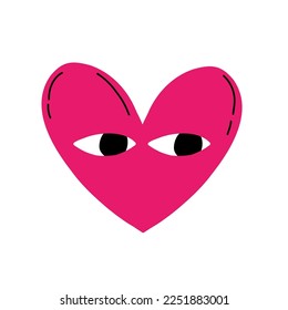 Vector illustration Hand drawn funky heart with eyes.