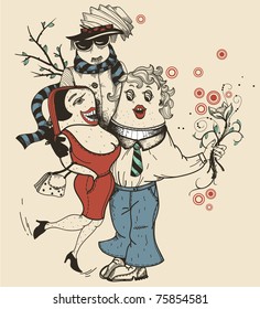 vector illustration of hand drawn funny freaks