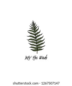 Vector illustration of hand drawn graceful fern leaf. Ink drawing, beautiful floral design elements.