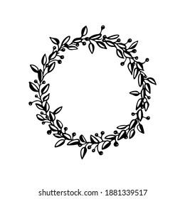 Hand Drawn Vector Frame Floral Wreath Stock Vector (Royalty Free ...
