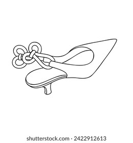 Vector illustration of hand drawn graphics of women's shoes. Casual and dressy style. High-heeled sandals. Doodle drawing Isolated object design.