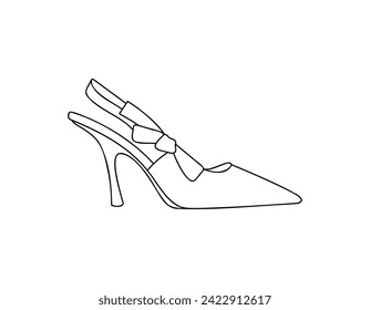 Vector illustration of hand drawn graphics of women's shoes. Casual and dressy style. High-heeled sandals. Doodle drawing Isolated object design.