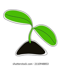 Ilustración vectorial de un brote verde dibujado a mano aislado en un fondo blanco.