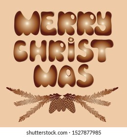 Vector illustration of hand drawn greeting card with lettering Merry Christmas for invitations, festive posters, greetings cards etc.