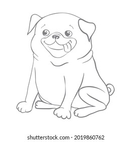 Vector illustration of a hand drawn happy fashionable pug. T shirt print design.