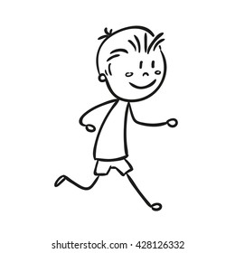 Vector Illustration of a Hand Drawn Happy Little Child Doodle