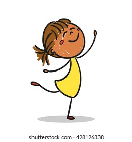 Vector Illustration of a Hand Drawn Happy Little Child Doodle